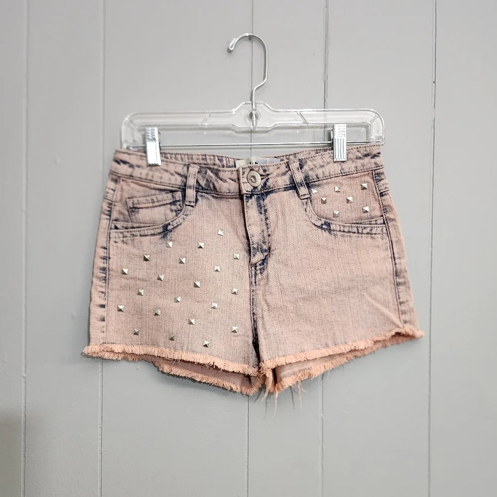 Jolt Studded Light Coral Fringe Shorts Grunge Streetwear Size 5 - Picture 1 of 10